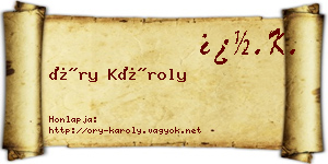 Őry Károly névjegykártya