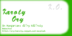 karoly ory business card